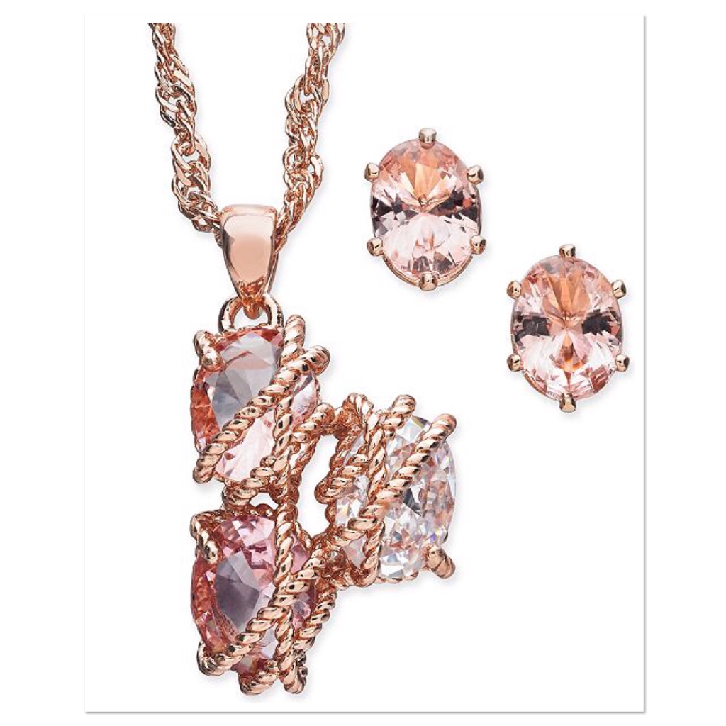 18k Rose Gold Pink Sapphire Pendant Neckla